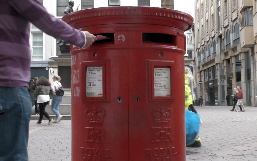 UK Red Pillar Postbox - Scribble Mail